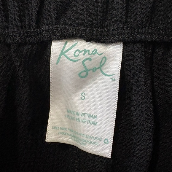 Kona Sol Black Pull On Wide Leg Beach, Swim Pants Slit Legs Wrap Front. - Picture 5 of 12
